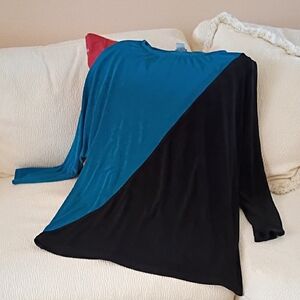 Chico's Blue and Black Diagonal Blouse